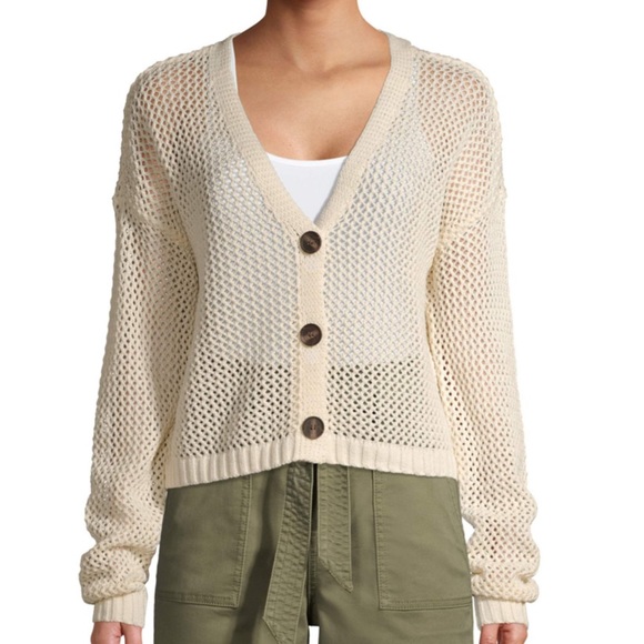 No Boundaries Sweaters - No Boundaries Ivory Mesh Stitch Cardigan